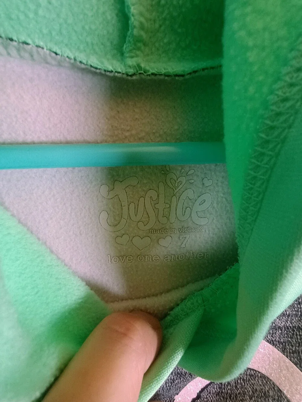 *Stains* Girls Justice Green and Gray Softball Hoodie Size 7